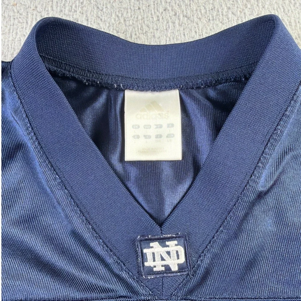 VTG Adidas Notre Dame Fighting Irish Football Jersey Mens L Blue #7 Mesh V-Neck